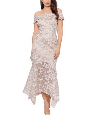 XSCAPE 3D-Floral Off-The-Shoulder Gown ...